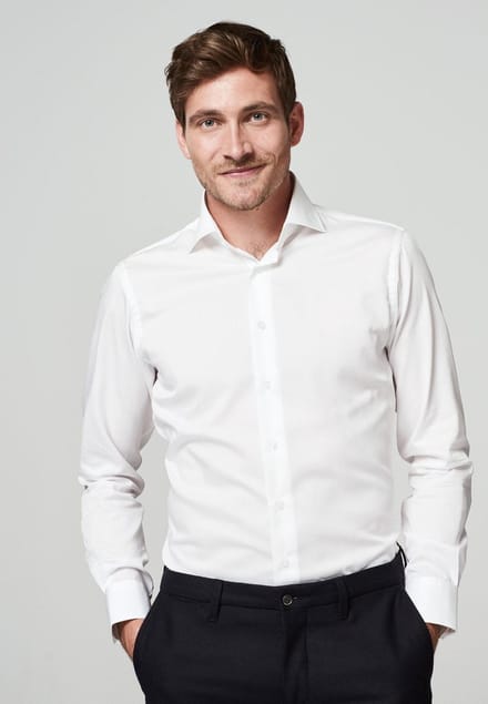 Michaelis slim fit overhemd - mouwlengte 7 - twill - wit - Strijkvrij - Boordmaat: 39 (EU maat: M)