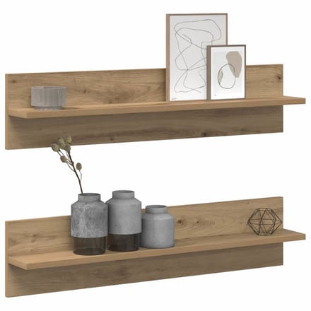 vidaXL - Wandplank - 2 - st - Artisan - Eiken - 80 - x - 11,5 - x - 18 - cm - Bewerkt - hout