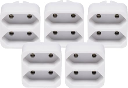 Benson Stopcontact splitter - 5x stuks - wit - duo - platte stekkers - 1155 Watt