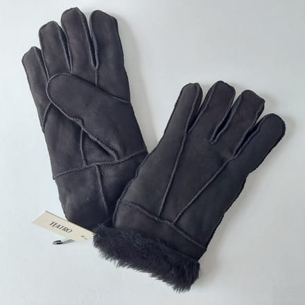 handschoen dames - zwart - maat M - suède - wol binnenkant - Italy