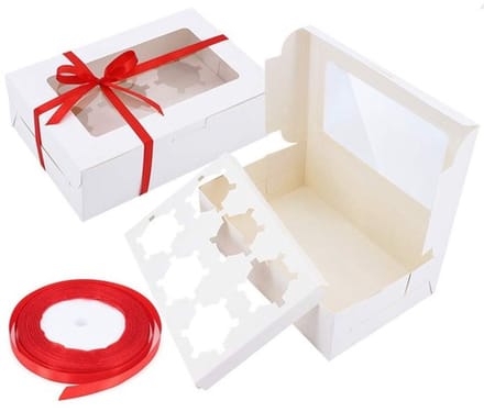 Virtubuy - Cupcake Boxes - Cake Box - Sluitbare verpakking - Wit - Cupcake