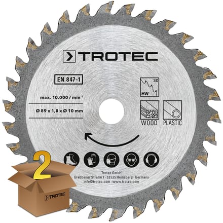 Set van 3 duikzaagbladen TCT Ø 89 mm, 2-delig