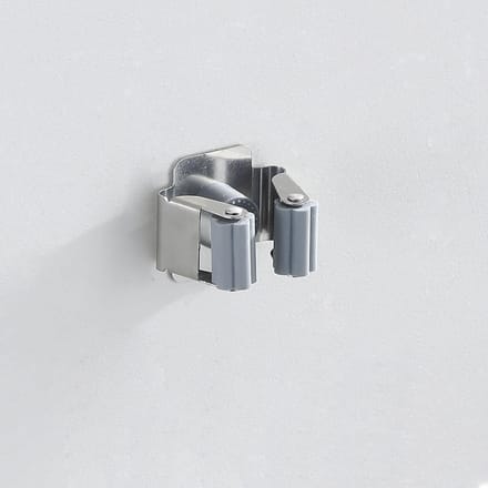 Aan de muur gemonteerde mopklem roestvrij staal ponsvrije lijm installatie multifunctionele mop bezem houder grijze kleur