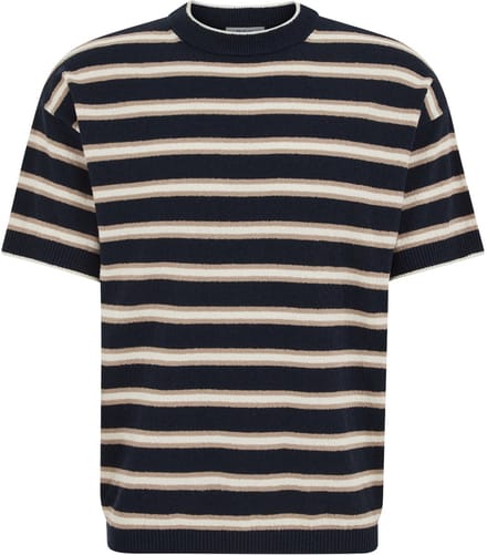 WE Fashion Heren regular fit boucle T‑shirt met streep