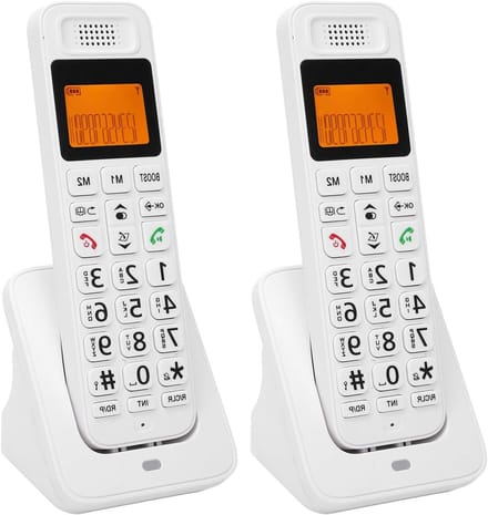 DECT Telefoon - Draadloos Systeem - Thuis Bellen - Oproep Blokkeren - 2 Handsets - Wit