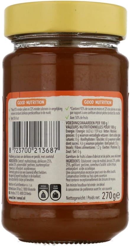Céréal Jam Abrikoos & Perzik - 3 x 270 gr - Voordeelverpakking