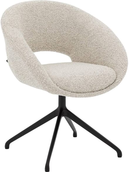 Goossens Eetkamerstoel Babs - Met Armleuning - Stof - Beige