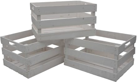 UNUS® Kist houten vintage wit 39x29x21 cm set van 3