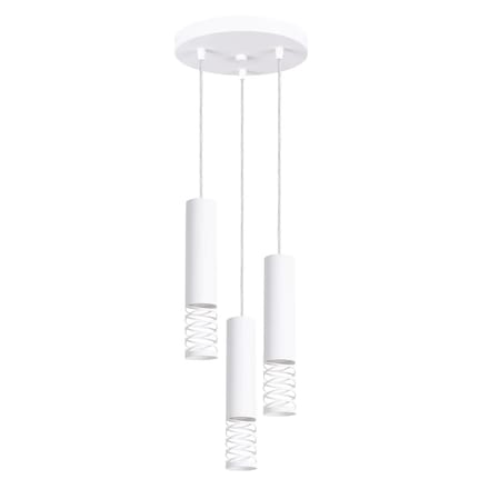 Hanglamp LAMI 3P met 3 spiraalkappen aan ronde plafondplaat - Sollux Lighting - IP20 - Wit staal behuizing - 25 x 25 x 125 cm - 3 x GU10 LED, exclusief lichtbron - 3 x 10 W - Moderne hanglamp voor woonkamer, slaapkamer en eetkamer