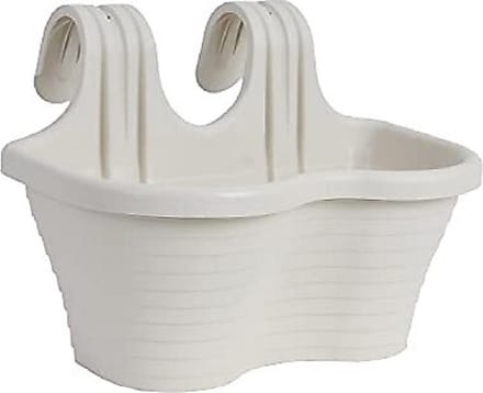 2 Stuks balkonbak bloempot plantenbak kruidentuin 6.5L crème rechthoekige met haken