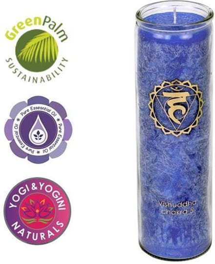 Geurkaars stearine 5e chakra 100 uur - Stearine - 21x6.5 - Blauw - S