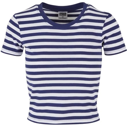 Urban Classics - Short Striped Crop top - XL - Wit/Blauw