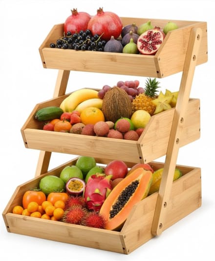 MRKK® Fruitschaal - Fruitmand Etagere 3 laags -Bruin
