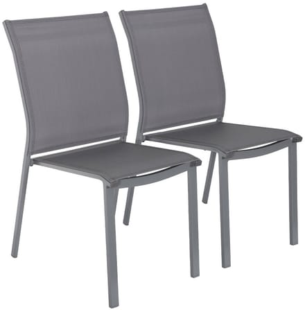 sweeek - Set van 2 stapelbare tuinstoelen van aluminium en textileen 64,5 x 45,5 x 89,5 cm - buffalo