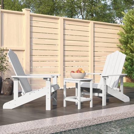 vidaXL - Tuinstoelen - Adirondack - met - tafel - HDPE - wit