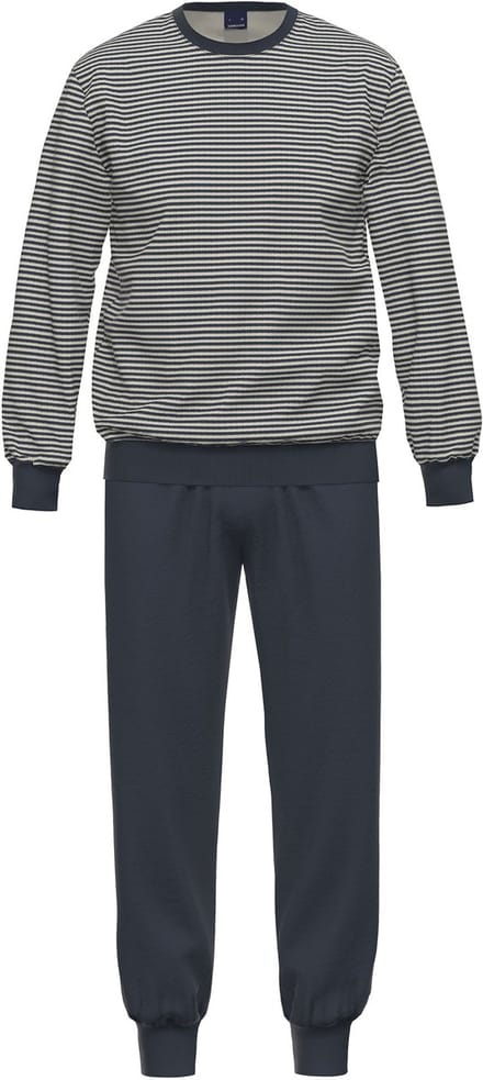 heren pyjama lang, ronde hals Nightwear / badstof