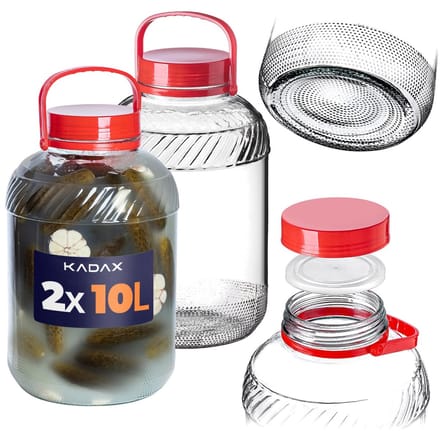 KADAX-pot Glazen pot 10L met deksel en handvat voor het beitsen van kool Pakket 2