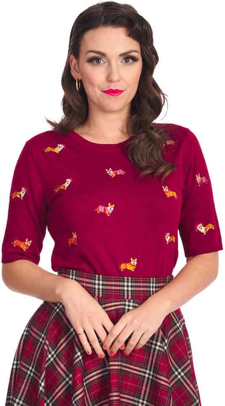 Banned - The Queens Corgi Gebreide trui - M - Bordeaux rood