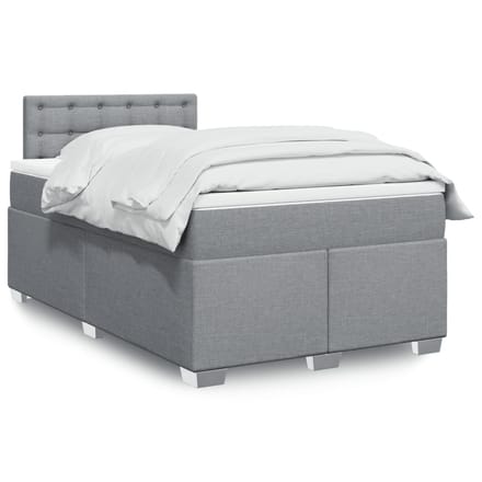vidaXL - Boxspring - met - matras - stof - lichtgrijs - 120x200 - cm
