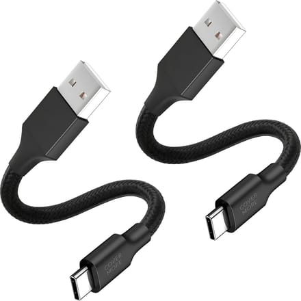 Usb naar usb C kabel - Kort - Voor data en opladen - 2 stuks - 30cm - Stevig - Zwart