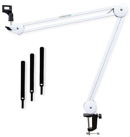 Tafel Microfoonarm - Scharnierarm Statief - Podcast Opnames - Verstelbare Positie - 100cm Bereik - Wit