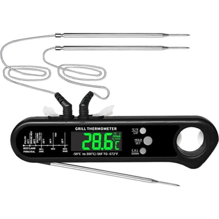 Digitale vleesthermometer voor koken Batterijaangedreven dubbele sondes 2-3s Direct afleesbare vleesthermometer zwart