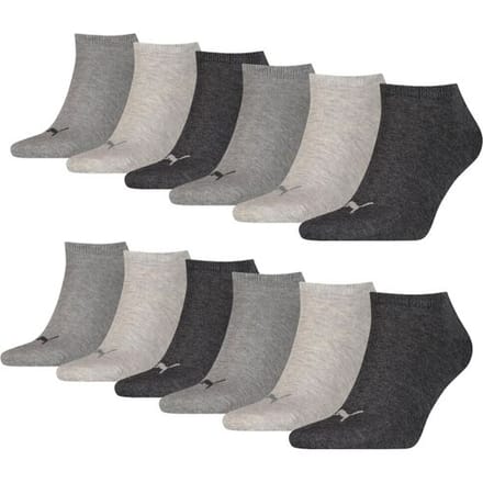 Puma Sneakersokken Plain 12-pack Antraciet Melange-35/38