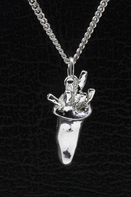 Zilveren Zak frites patat ketting hanger