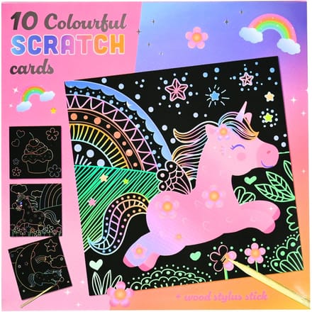 Set van 10 Kraskaarten - inclusief Houten Stylus - Unicorns