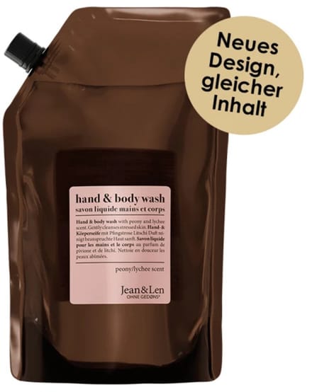 Jean & Len Handzeep Navulverpakking Peony & Lychee 1500 ml - voor alle huidtypen, vegan, dierproefvrij, zonder parabenen, zonder siliconen