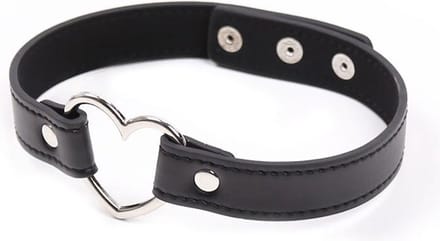 Finnacle - BDSM Choker met Hart - Zwart - PU leer