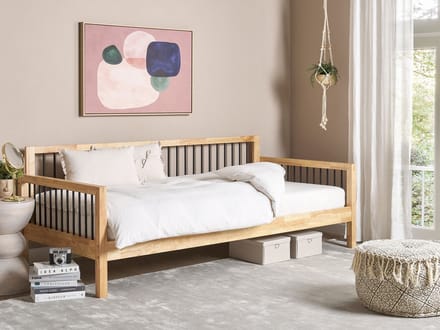 TRICOT - Eenpersoonsbed - Lichtbruin - 90 x 200 cm - Rubberhout