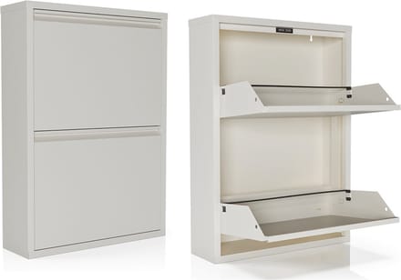 Schoenenkast Bodi 2-vaks Wit (set van 2)