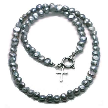 IbizaMen - heren - ketting - edelsteen - zoetwaterparel - zilver - 50cm
