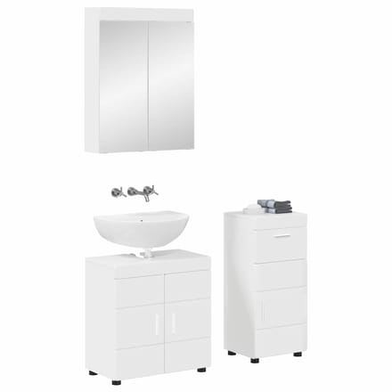 vidaXL - Badkamermeubel - Set - TULUM - 3 - st - Hoogglans - wit - 60 - x - 34 - x - 63 - cm