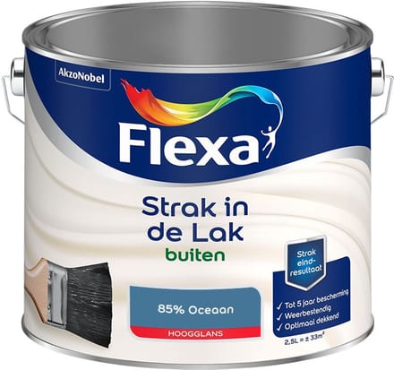 Flexa - Strak In De Lak Buitenlak Hoogglans - 85% Oceaan - Mengverf - 2,5 L