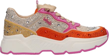 La Strada Sneaker Met Steentjes Oranje Roze Textiel - Damesschoenen - Maat - 42
