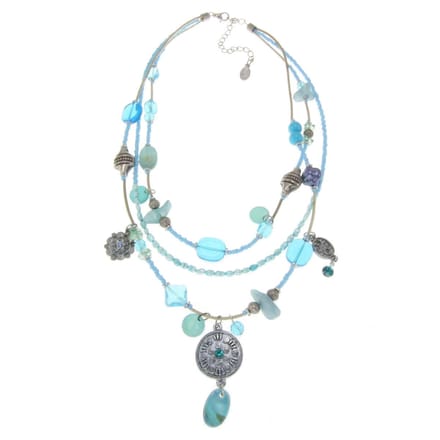 Behave - Ketting met blauwe kralen en schelphanger - Boho strandstijl