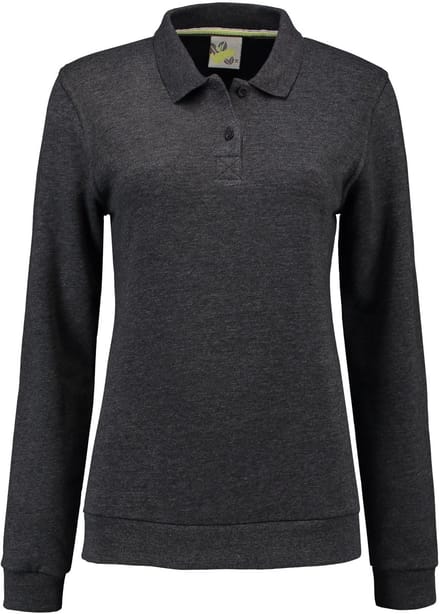 Lemon & Soda polosweater voor dames in de kleur Antracite in de maat 2XL.