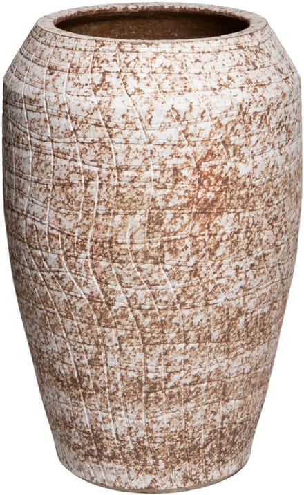 PTMD Vikki Beige Ceramic Rough High Pot Round S
