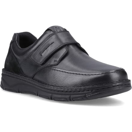 Hush Puppies Forde Klitteband Leren Heren Zwarte Instappers