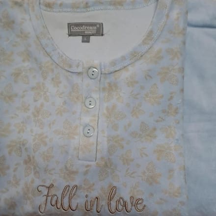 Cocodream dames pyjama velours - maat M - Fall in love - blue