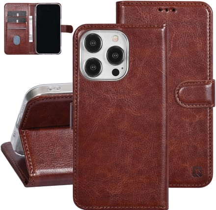 UNIQ Accessory Back Cover - Hoesje voor iPhone 15 Pro - Bruin - 360° Bescherming - Magnetische Sluiting