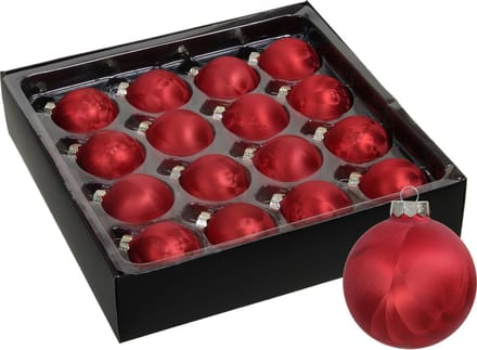 Othmar Decorations Luxe kleine kerstballen - 16x st - 4 cm - rood - glas - ice finish