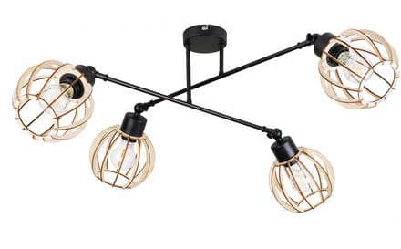 Loft Houten Hanglamp Verstelbaar Zwart 4xE27
