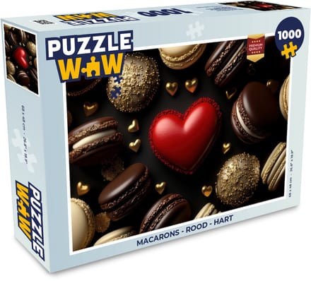 Puzzel Macarons - Rood - Hart - Legpuzzel - Puzzel 1000 stukjes volwassenen