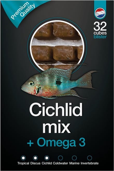 DS Cichlide Mix & Omega3 diepvries visvoer 100 gram | 24 blokjes Diepvries