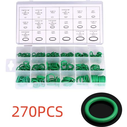 270 pièces 18 taille voiture HNBR système A/C climatisation joint torique Kit de joint vert gray