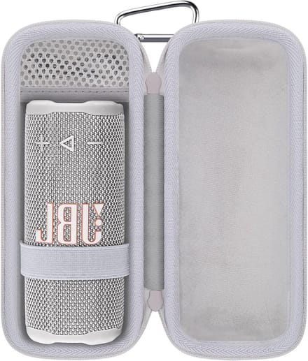 Harde Beschermcase voor Bluetooth Speaker, Reis- en Transporttas met Karabijnhaak, Compact en Lichtgewicht Ontwerp (Wit)