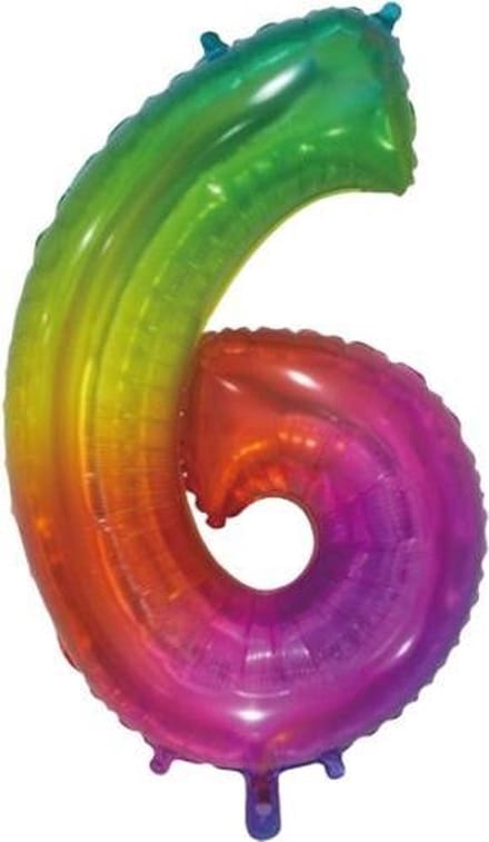 Wefiesta Folieballon Nummer 6 66 Centimeter Regenboog